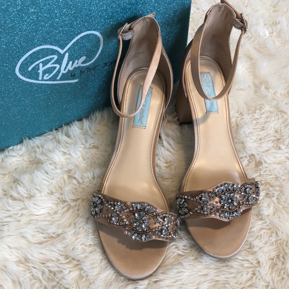 Blue by Betsy Johnson block heel wedding sandals